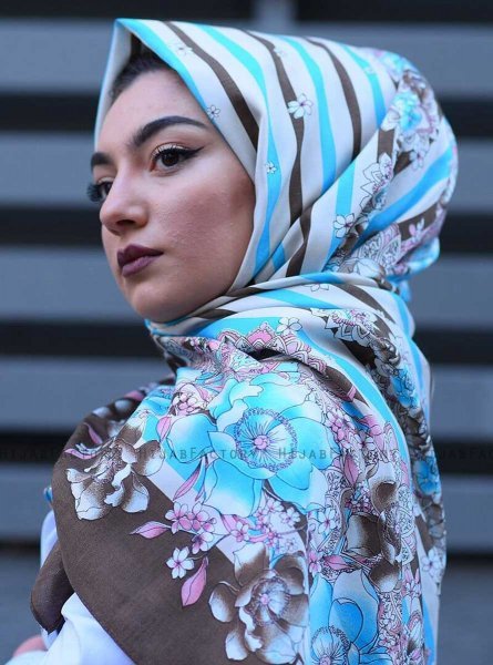 Niusha - Taupe Mønstred Voile Hijab