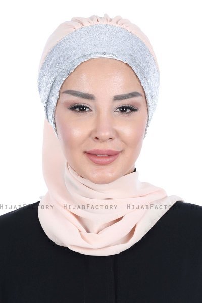 Olga - Beige & Sølv Praktisk Hijab