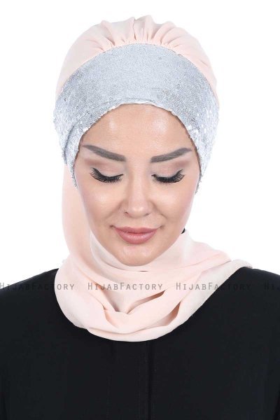 Olga - Beige & Sølv Praktisk Hijab