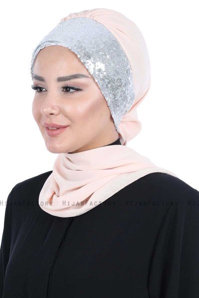 Olga - Beige & Sølv Praktisk Hijab