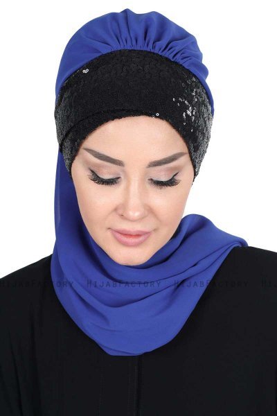 Olga - Blå & Sort Praktisk Hijab