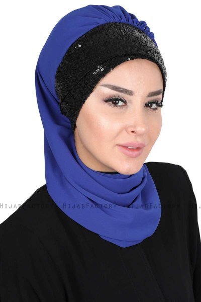 Olga - Blå & Sort Praktisk Hijab