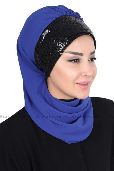 Olga - Blå & Sort Praktisk Hijab