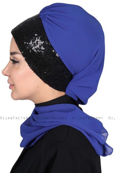 Olga - Blå & Sort Praktisk Hijab