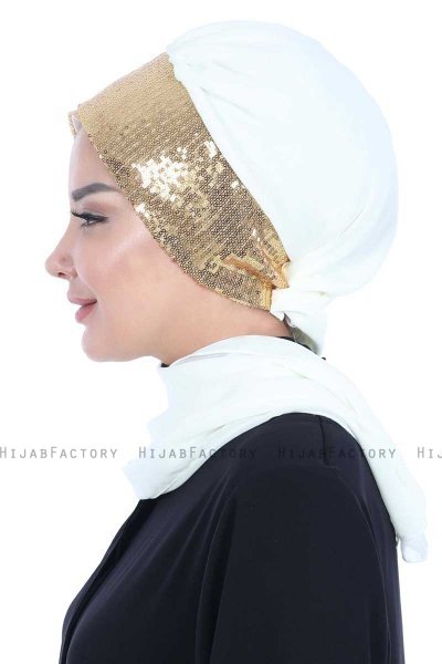 Olga - Creme & Gold Praktisk Hijab