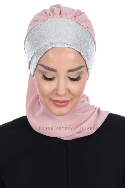 Olga - Gammelrosa & Sølv Praktisk Hijab