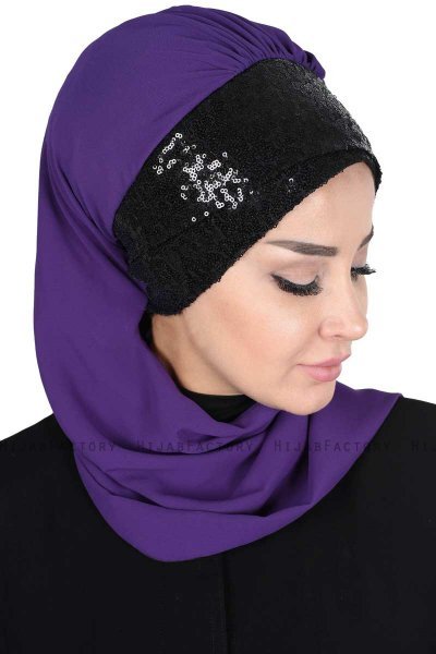 Olga - Lilla & Sort Praktisk Hijab