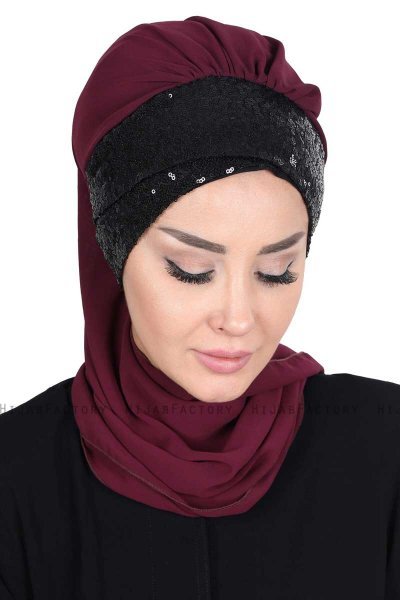 Olga - Blomme & Sort Praktisk Hijab