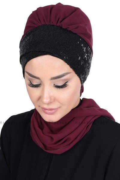 Olga - Blomme & Sort Praktisk Hijab