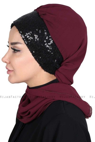 Olga - Blomme & Sort Praktisk Hijab
