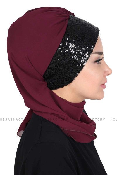 Olga - Blomme & Sort Praktisk Hijab