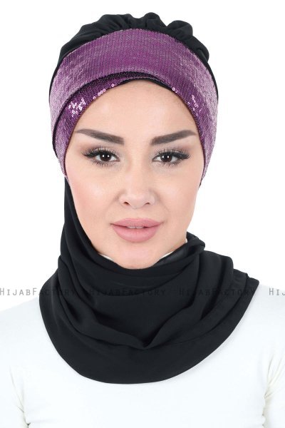 Olga - Sort & Fuchsia Praktisk Hijab