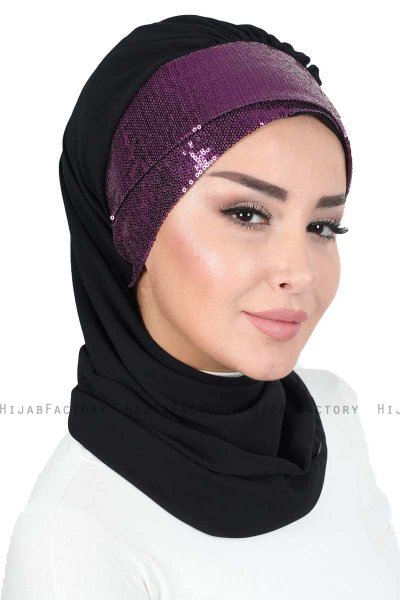 Olga - Sort & Fuchsia Praktisk Hijab