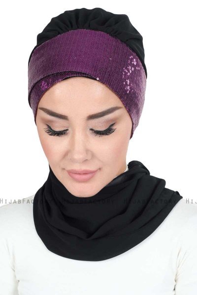 Olga - Sort & Fuchsia Praktisk Hijab