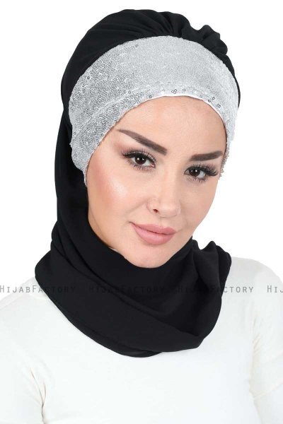 Olga - Sort & Sølv Praktisk Hijab