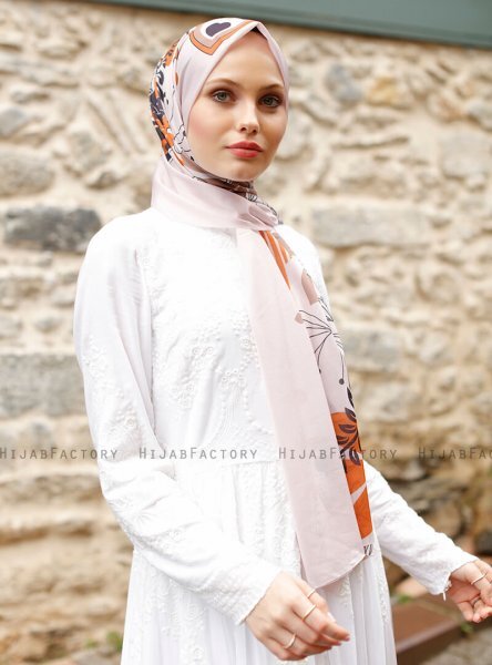 Pariza - Brun Blad Mønstrede Hijab