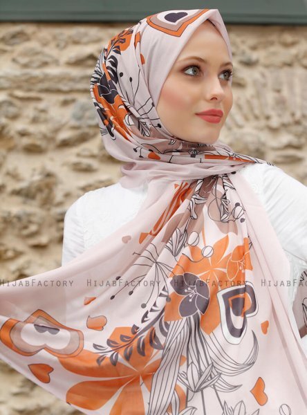 Pariza - Brun Blad Mønstrede Hijab