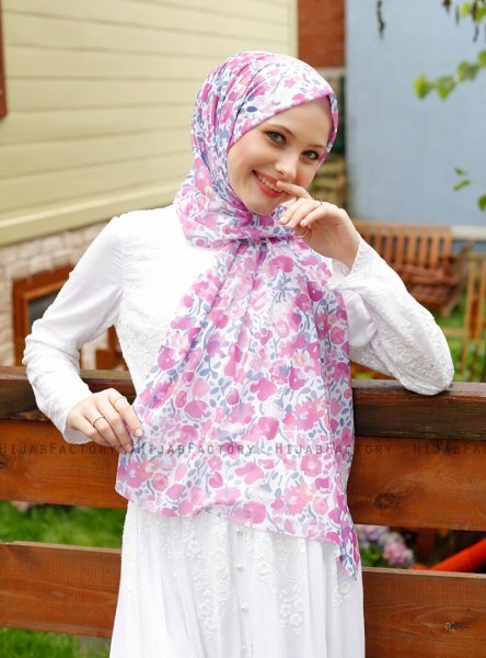 Pariza - Mørkrosa Mønstrede Hijab