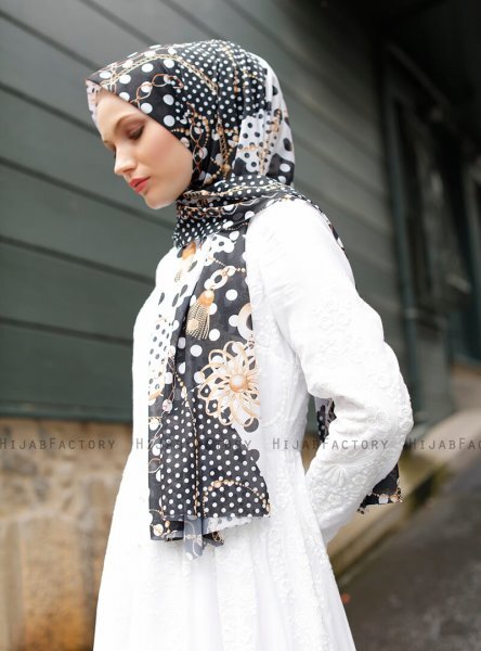 Pariza - Sort Mønstrede Hijab