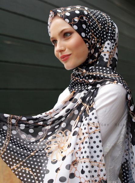 Pariza - Sort Mønstrede Hijab