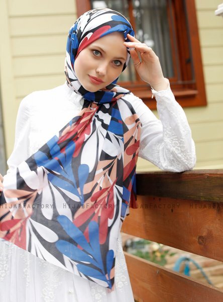 Pariza - Hvid Mønstrede Hijab