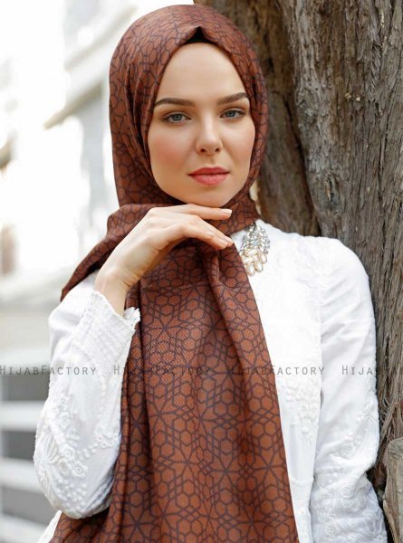 Pareesa - Brun Mønstrede Hijab - Sal Evi
