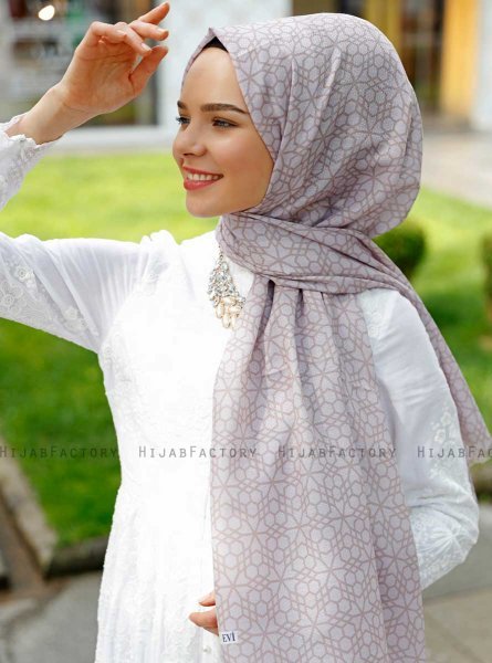 Pareesa - Taupe Mønstrede Hijab - Sal Evi