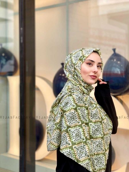 Parisha - Grøn Mønstred Bomuld Hijab - Mirach