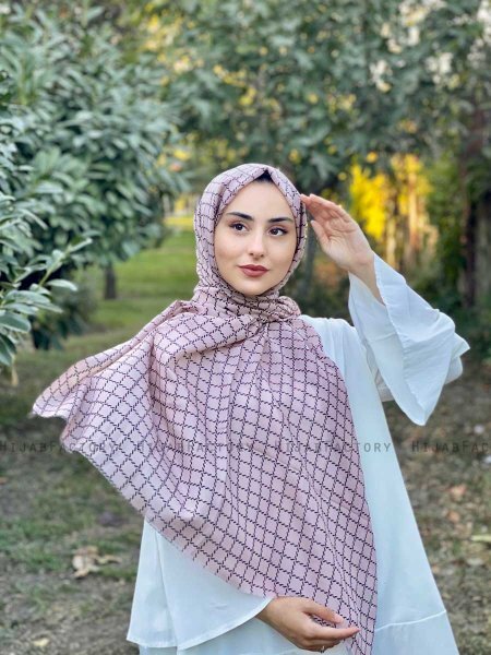 Qiana - Beige Mønstred Bomuld Hijab