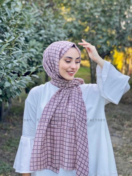 Qiana - Beige Mønstred Bomuld Hijab