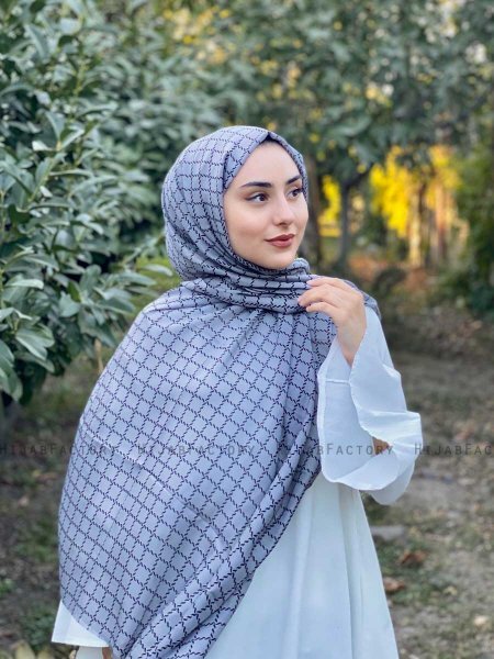 Qiana - Grå Mønstred Bomuld Hijab