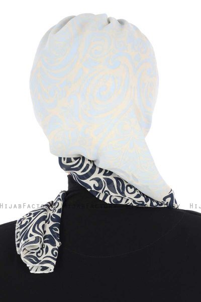 Regina - Marine Blå & Lyseblå Chiffon Instant Turban