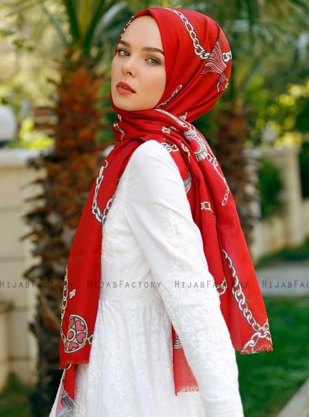 Sameira - Rød Mønstrede Hijab - Sal Evi