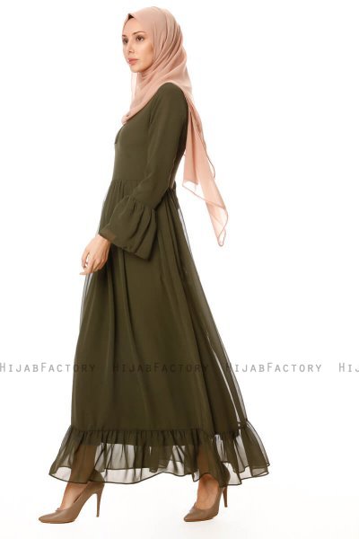 Samiya - Khaki Chiffon Kjole - Burun