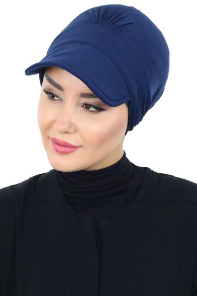 Sandra - Marine Blå Bomuld Turban - Ayse Turban