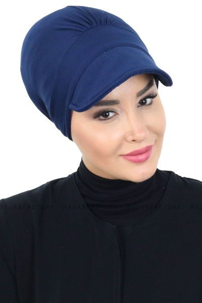 Sandra - Marine Blå Bomuld Turban - Ayse Turban