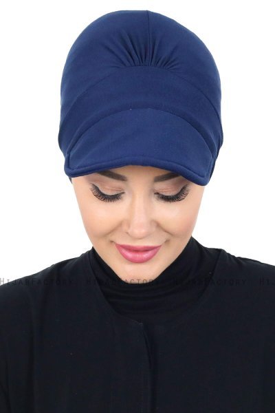 Sandra - Marine Blå Bomuld Turban - Ayse Turban