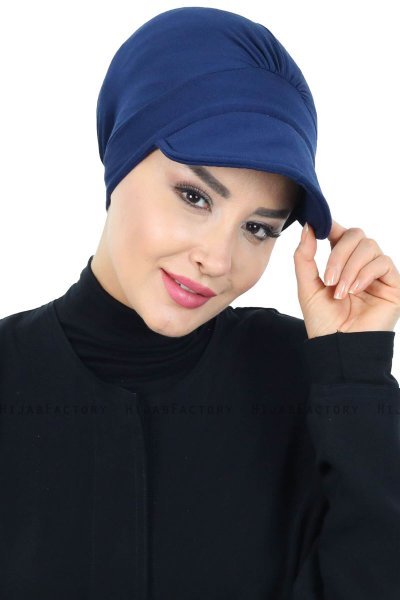 Sandra - Marine Blå Bomuld Turban - Ayse Turban