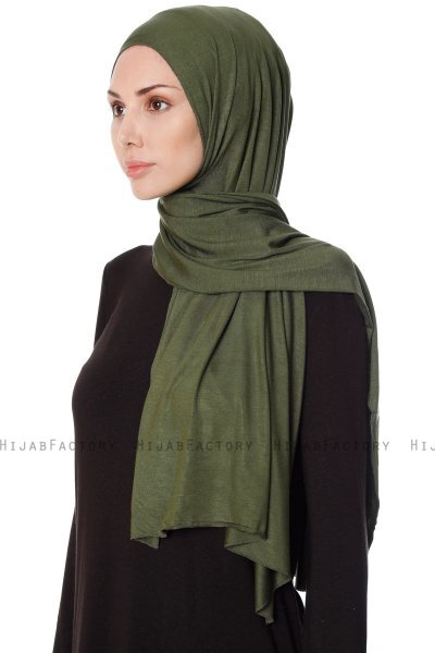 Seda - Khaki Jersey Hijab - Ecardin