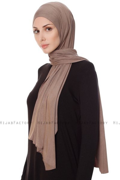 Seda - Mørk Taupe Jersey Hijab - Ecardin