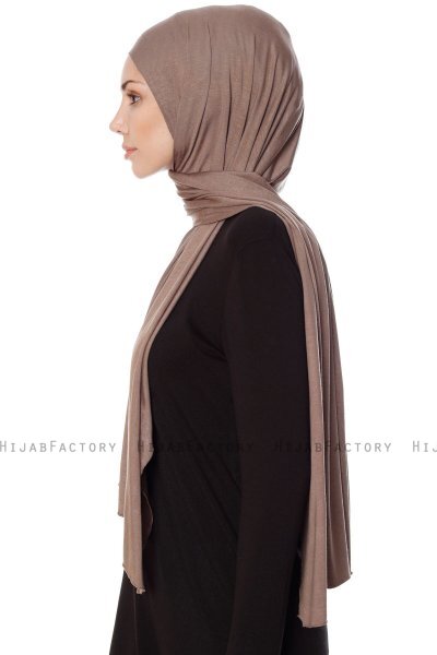 Seda - Mørk Taupe Jersey Hijab - Ecardin