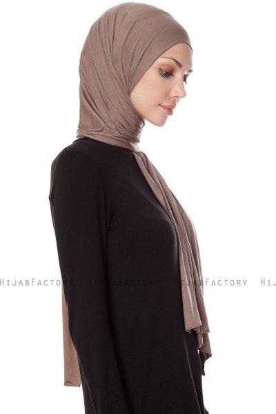 Seda - Mørk Taupe Jersey Hijab - Ecardin