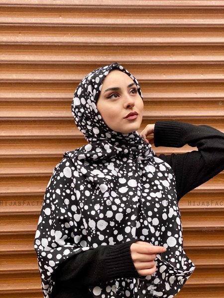 Sham - Sort Mønstred Bomuld Hijab - Mirach