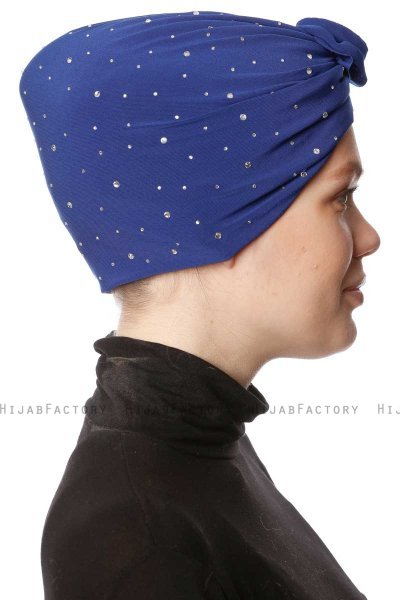 Shereen - Blå Crepe Chiffon Turban - Sehr-i Sal