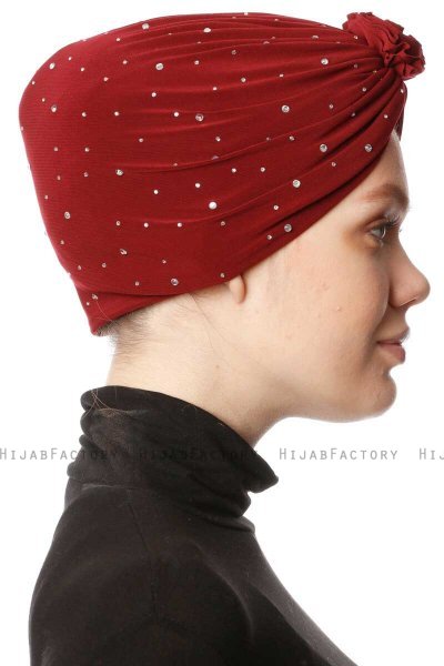 Shereen - Bordeaux Crepe Chiffon Turban - Sehr-i Sal