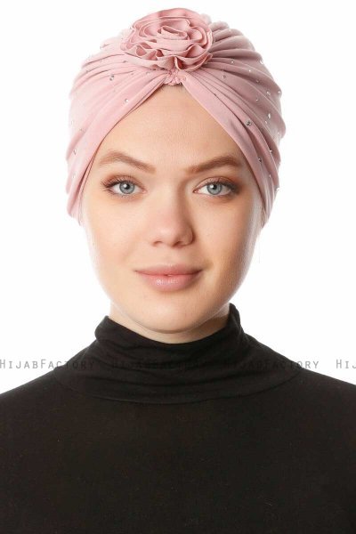 Shereen - Gammelrosa Crepe Chiffon Turban - Sehr-i Sal