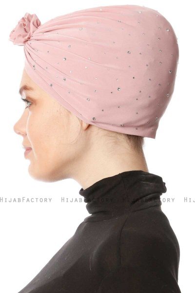 Shereen - Gammelrosa Crepe Chiffon Turban - Sehr-i Sal