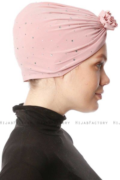 Shereen - Gammelrosa Crepe Chiffon Turban - Sehr-i Sal