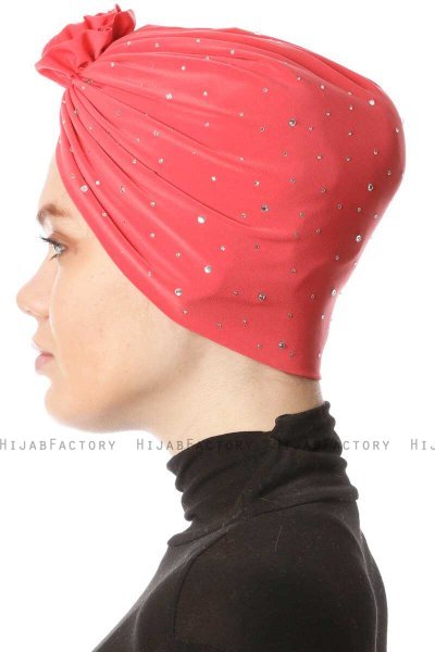 Shereen - Hindbærrød Crepe Chiffon Turban - Sehr-i Sal