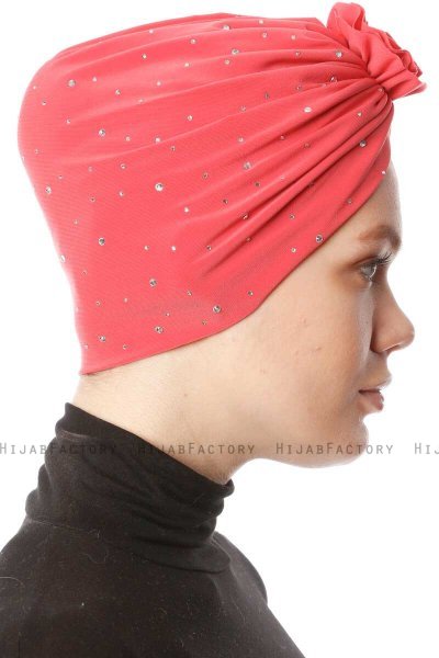 Shereen - Hindbærrød Crepe Chiffon Turban - Sehr-i Sal